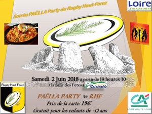 Soirée Paella Rugby -Salle des Fêtes de Noirétable- 19h30